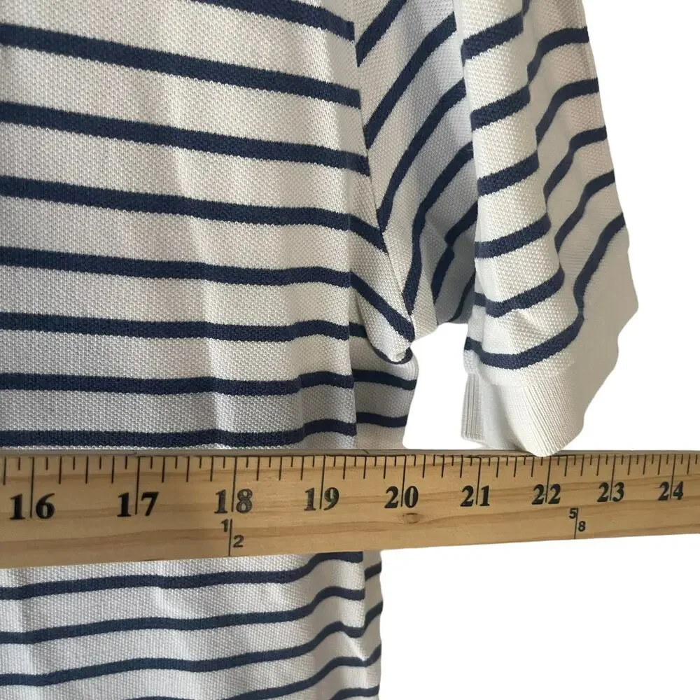 Polo By Ralph Lauren Men's Size Large White Blue Striped Short Sleeve Polo‎